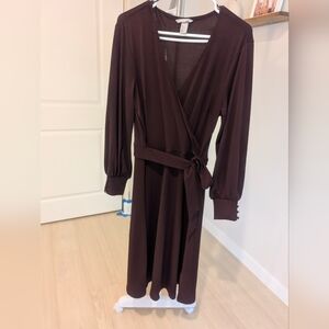 H&M Red Long Sleeve Wrap Dress